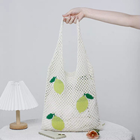 Sac fourre-tout de plage en tricot à motif citron, sac à bandoulière tropical d'été, logo brodé, couleurs personnalisées, breloques, faible MOQ, vente en gros
