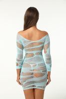Robe de lingerie en dentelle et résille transparente pour femme, manches longues, motif graphique, bodystocking en nylon, sexy, broderie 3D, respirant, ODM
