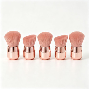 Custom Logo Pink Mushroom Head Makeup <b>Brush</b> Rose Gold Handle Soft Synthetic Nail Dust Cleaning Powder Blush - Product Image 3