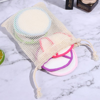 20*25cm Beige Eco-vriendelijke katoenen mesh zakjes met trekkoord, op maat gemaakte logo, herbruikbaar voor noten, fruit, producten, cadeauzakjes, stofzak, yoga.