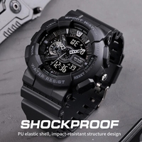 Jam Tangan Digital Olahraga SKMEI 1688 untuk Pria, Tali Hitam Modis, Layar Ganda, Daya Tahan Baterai Lama, Stopwatch, Jam Tangan Quartz