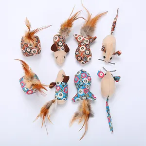 New Product Chinese Style Plush Ball Feather With Mint Floral Series Cat Mouse Toy Catnip Cat Toy Cat Toy Fish