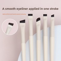Grosir OEM Logo Kustom 10 Pcs Set Kuas Makeup Eyeliner & Alis Ultra Tipis Berujung Rata & Miring, Bulu Sintetis Vegan, Pabrik