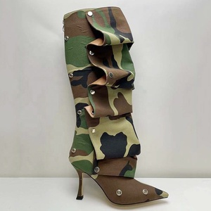 Nuevos Colores, Botas Altas hasta la Rodilla para Mujer, con Remaches Metálicos, Parte Superior Plisada, Tacones Altos Finos, Punta Puntiaguda, Ajuste Ancho - Product Image 6