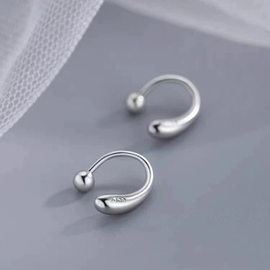 Joyería Fina, Pendientes de Plata de Ley 925 en Forma de U, Pendientes de Aro Minimalistas con Forma de Lágrima para Mujer, Regalos - Product Image 3