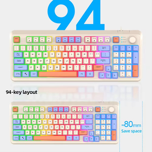 Teclado para Juegos K82 con Luz RGB, Modos Duales BT 2.4G, Puerto USB, Teclado Luminoso de 94 Teclas, Cableado para Computadora Portátil, Laptop y Escritorio - Product Image 2