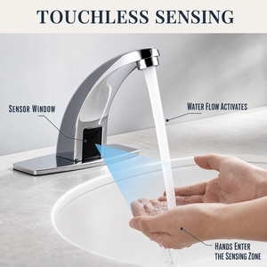 Rubinetto Miscelatore Automatico <span class=keywords><strong>per</strong></span> Lavabo, Senza Contatto, a Infrarossi, Induttivo, con Sensore Touchless <span class=keywords><strong>per</strong></span> <span class=keywords><strong>Bagno</strong></span> - Product Image 3