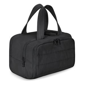 Trousse de Maquillage Noire Matelassée Légère et Tendance avec Fermeture Éclair, Grande Trousse de Toilette Personnalisée pour Femme, Idéale pour les Voyages - Product Image 1
