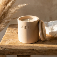 Velas Aromáticas AIKUN de Cera de Soya Natural en Frasco de Cerámica, Combustión Limpia, Logotipo Personalizado, ODM, para Vestíbulos de Resorts, Tiendas de Regalos de Ramadán