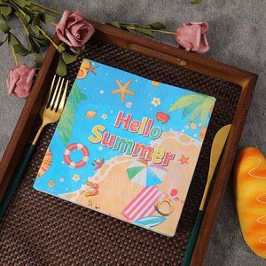 Hello Summer Printed Paper Napkins 330mm Square Themed Party Use - Product Image 3