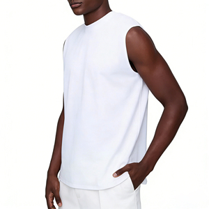 Canotte da Uomo di Lusso Senza Maniche con Collo a Costine, T-shirt Personalizzate in Cotone Organico al 100% per Streetwear - Product Image 6