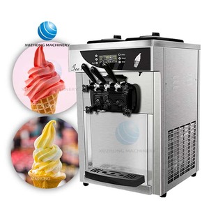 Comercial 3 sabor Soft Serve <span class=keywords><strong>Ice</strong></span> <span class=keywords><strong>Cream</strong></span> Tampo Da mesa da Máquina de Sorvete Soft Máquina de Sorvete Que Faz A Máquina do Fabricante Profissional - Product Image 1