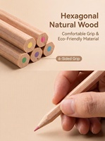 Mini crayons de couleur avec taille-crayon intégré, en bois naturel, tube hexagonal en kraft, cadeau pour enfants, non toxique, rentrée scolaire, logo personnalisé, OEM