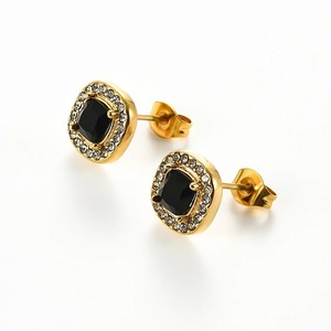1 par de pendientes de acero inoxidable con circonita cúbica para mujeres y niñas, aretes cuadrados con diamantes simulados, regalos de joyería - Product Image 6