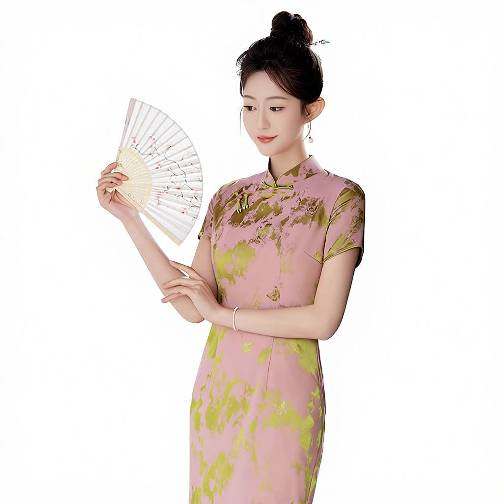 Satin Cheongsam Dress - Elegant Chinese Style Clothing