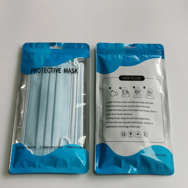 डिस्पोजेबल चमकदार मुद्रित 3 प्लाई घूंघट प्लास्टिक पैकेजिंग पाली बैग