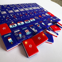 Jeu de Mahjong Américain Personnalisé de Luxe Moderne Bleu Patriotique en Acrylique Gravé, 160 Pièces, Tapis, Supports, Portable, Écologique, Cadeaux