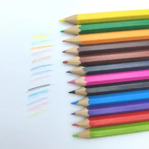 Juego de lápices de colores baratos de gran oferta, lápices de colores de 3,5 pulgadas, madera Hexagonal para estudiantes/niños de la escuela, 12 colores, pintura OEM, JX-9019