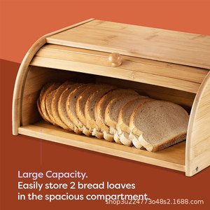 Caja de pan de bambú, almacenamiento de madera con tapa para pan y pasteles, uso doméstico, tipo enrollable, color sólido - Product Image 5
