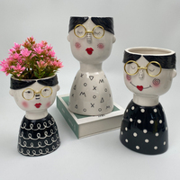 Vase à fleurs en céramique à tête de famille personnalisé, pots de cactus succulents de plante de jardinière en céramique