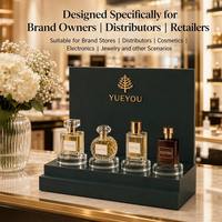 Présentoir à parfums pliable vert foncé à deux niveaux en acrylique, support vertical avec 4 socles transparents, logo doré personnalisé, présentoir de comptoir