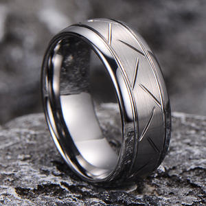 8mm Tungsten <strong>Ring</strong> Vintage Silver Groove Anti-Tarnish Punk Luxury Hip Hop Fashion <strong>Rings</strong> Gift for <strong>Men</strong> Jewelry - Product Image 4