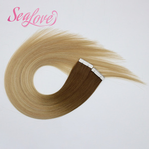 Extensions de cheveux invisibles à bandes adhésives, cheveux humains Remy, trame simple, double épaisseur, racine naturelle ombrée, couleur blonde - Product Image 6
