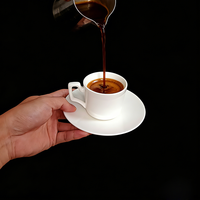 Ensemble tasse à café et soucoupe (125 ml) en porcelaine fine, tasse à expresso pour la maison, l'hôtel ou le café