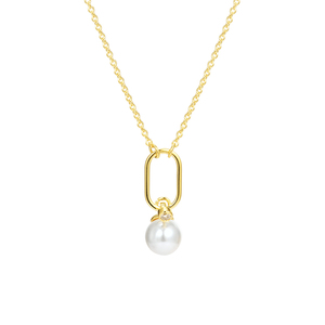 Concise Style Real Gold Filled Mothers Day Gift Zircon Pearl Pendant Necklace