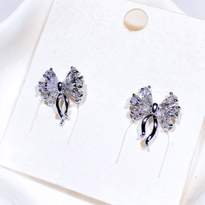 Orecchini a perno con fiocco da ballerina, scintillanti, per donna, gioielli alla moda per tutti i giorni - Product Image 6