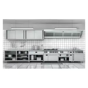 Personalize armários de cozinha, armários de aço inoxidável de luxo com fogão a gás e churrasqueira, serviço de parada