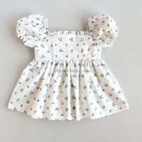Robe d'été pour bébé fille, unie, en coton, à manches courtes et volants, pour nouveau-né et tout-petit