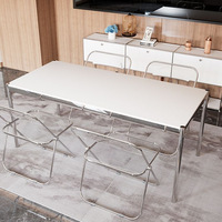 Bureau rectangulaire minimaliste, bureau simple pour studio, table de conférence et de négociation, table à manger Bauhaus en acier inoxydable