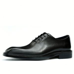 Chaussures Richelieu en cuir de style britannique pour affaires, avec empeigne en cuir brillant, chaussures de mariage en cuir épaissi - Product Image 2