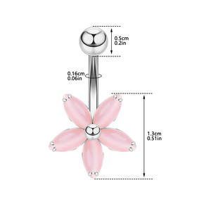Zesen clásico Acero inoxidable ojo <span class=keywords><strong>de</strong></span> <span class=keywords><strong>gato</strong></span> flor <span class=keywords><strong>ombligo</strong></span> anillo estilo Simple joyería del cuerpo <span class=keywords><strong>de</strong></span> los niños para bodas - Product Image 3