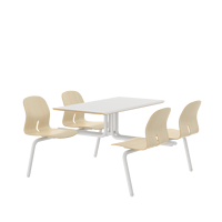 Ensemble table et chaises de cantine scolaire moderne, 4 places, mobilier de cafétéria en tissu avec table et chaises fixes
