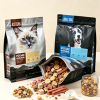 Sachet d'emballage alimentaire personnalisé refermable à fond plat avec 8 soudures latérales, en plastique, pour aliments pour chiens, 1kg, 2kg, 3kg, pour friandises pour animaux de compagnie