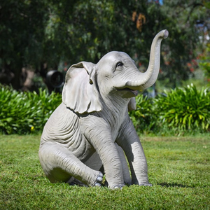 Sculpture en plastique de fibre de verre pour l'extérieur, modèle d'éléphant africain pour parc villa pelouse thaïlande palier grand ornement - Product Image 6