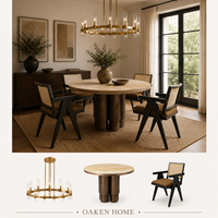 Fauteuil en bois massif noir OAKEN avec dossier en rotin tressé, chaise de salle à manger rétro, chaise d'appoint moderne du milieu du siècle pour la maison et la villa