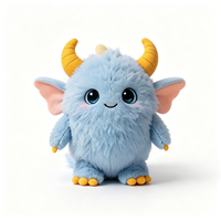 Vente en gros de jouets en peluche personnalisés, monstres à cornes bleues, mignons et moelleux, inspirés des créatures fantastiques, très demandés