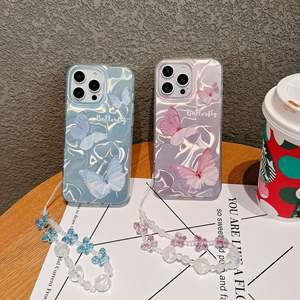 आईफोन के लिए नई आगमन प्रिंटिंग तितली फोन केस चेन 16 15 14 13 12 प्रो अधिकतम मोबाइल कवर - Product Image 3