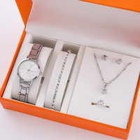 Coffret Cadeau Montre Femme Tendance, Parure Bijoux Bracelet Diamant Quartz pour Dames