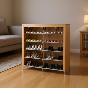 Organizador de zapatos portátil moderno de 7 niveles, gabinete de almacenamiento metálico gris para el hogar, armario, sala de estar, muebles. - Product Image 2