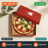 Boîtes à pizza rouges imprimées sur mesure, fabricant de boîtes à pizza, boîtes d'emballage extérieures en carton ondulé à motifs pour pizzas de fêtes