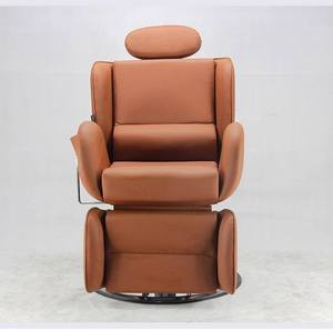 Sillón de Barbería Reclinable Hidráulico Retro Tapizado en Cuero Verde para Peluquería y Salón de Belleza - Product Image 6