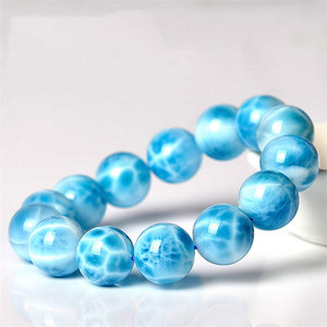 Bracelet en pierre ondulée bleue naturelle pour hommes et femmes, gemme dominicaine, bracelet à anneau unique, bijoux en cristal d'énergie Larimar - Product Image 5