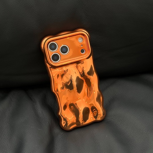 For IPhone 17 Case Luxury  Orange Wave Glossy TPU Mobile Phone Case for IPhone 17 16 15 14 13  Pro Max 16 Plus
