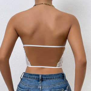 XS-L filles épicées européennes et américaines <span class=keywords><strong>Sexy</strong></span> coloré bas poitrine Wrap gilet épissé dentelle acier anneau haut en arête de poisson - Product Image 6