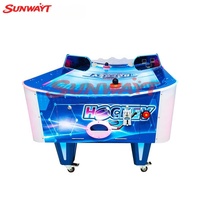 SUNWAYT SW-YP7 Machine de jeu d'arcade de hockey sur air de table en métal à monnayeur pour 2 joueurs, prise en charge de la langue anglaise, alimentation 110/220V