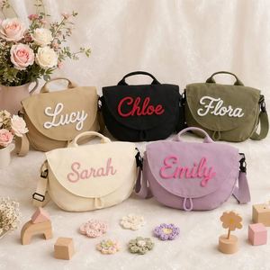 Bolsa de Lona Personalizada con Bordado, para Niños, Estilo Bandolera, Color Sólido, Ideal para Viajes, Perfecta para Baby Shower - Product Image 2